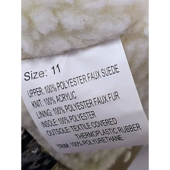 Tan Mid-Calf Winter Boots With Plaid Knit Cuffs Faux Suede Upper Faux Fur Lining - Picture 5 of 8